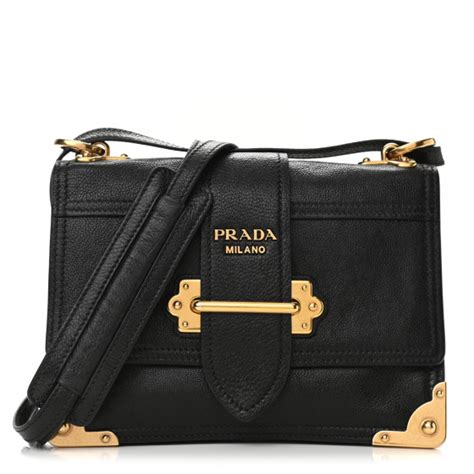 glace calf prada|PRADA Glace Calf Soft Cahier Bag Black Astrale .